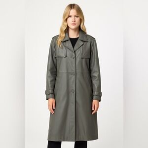 Vintage Phase 2 Men’s Chocolate Brown Long Leather Coat Jacket S Classic READ